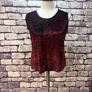 Tan Jay NWT Red & Black Scoop Neck Sleeveless Blouse Size PS